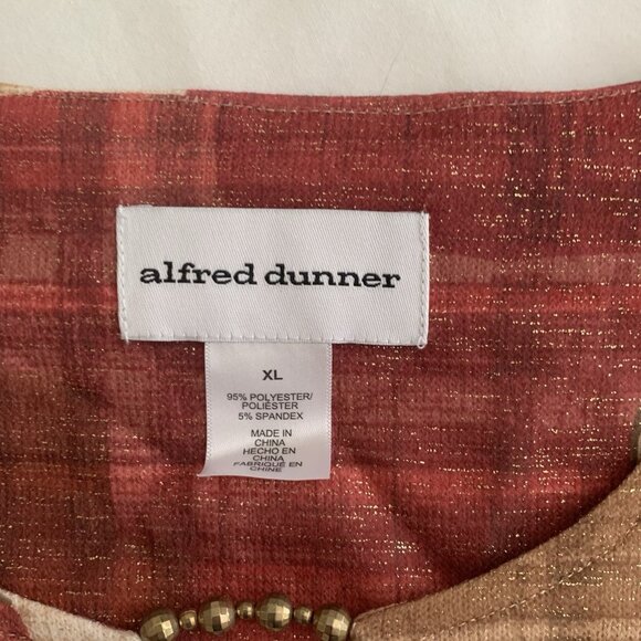 Alfred Dunner Mulberry Street 3/4 Sleeve Red Gold Multicolor Metallic XL Top NWT - Picture 8 of 11
